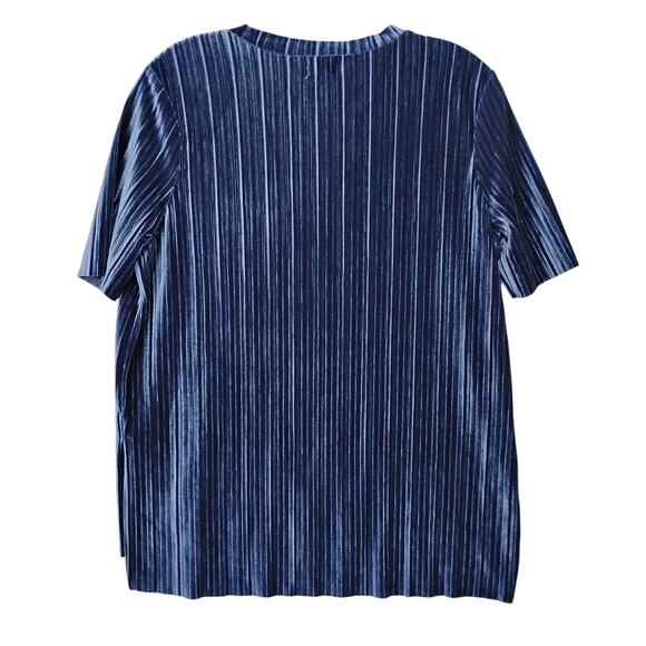 Free Press Clothing Plisse Blouse Size Small Deep Blue Short Sleeve Pullover - Picture 5 of 9